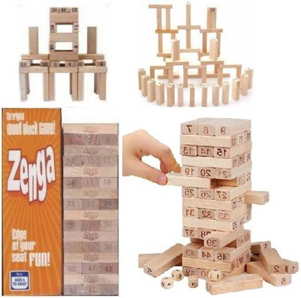 CrazyBuy WOODEN BLOCKS NATURAL WOOD COLOUR Toy