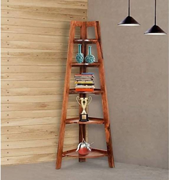 Kaido Home Decor SOLID WOOD CORNER BBOK SHELF Solid Wood Open Book Shelf