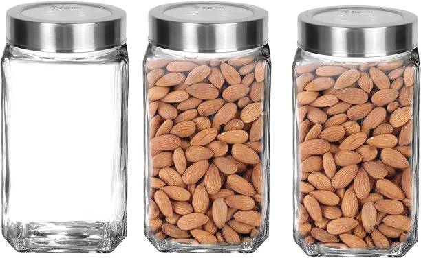 Adhunyk Glass jars for kitchen storage 1kg set, Cube Jar  - 1000 ml Glass Grocery Container