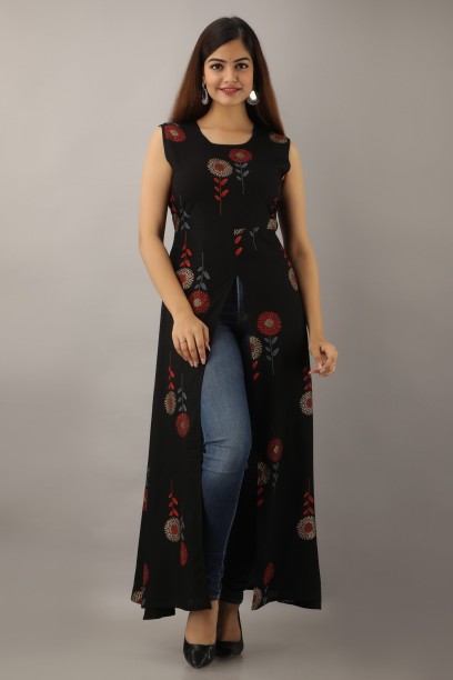 Ladies Heavy Embroidered Indo Western Kurti, Size: M, L & XXL