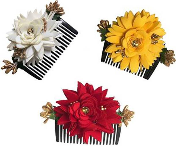 Myra Collection Hair Accessories Floral Clip Side Comb Juda Pin for Women Pack-03 Hair Pin