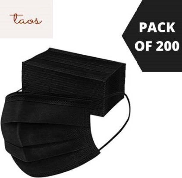TAOS 3PLY DISPOSABLE SURGICAL MASK WITH MELTBLOWN FABRIC AND INTERNAL NOSE PIN TS-BLACK-PL-200PIECES-03 Surgical Mask With Melt Blown Fabric Layer