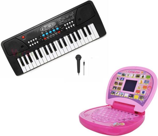 VikriDa Combo of 37 Key Piano Keyboard Toy with DC Power Option, Recording and Mic
