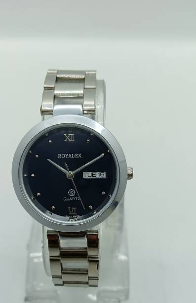 Royalex Ladies Analog Watch Blue Dial Day and Date Steel Case And Steel Chain Analog Watch  - For Women