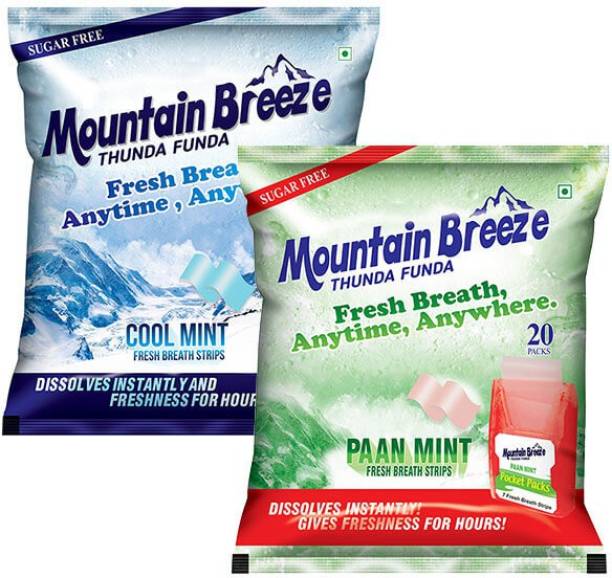 Mountain breeze Coolmint & Paanmint Fresh Breath Strips ( 7 Strips ) Pack of 20*2= 280 Strips Mint Mouth Freshener