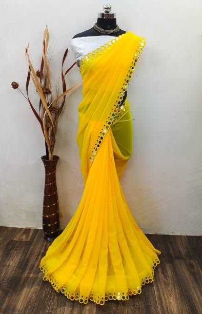 Embellished Bollywood Georgette, Chiffon Saree Price in India