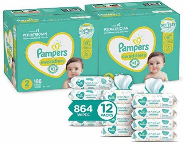 Pampers Baby Diapers and Wipes - Two Swaddlers Disposab...
