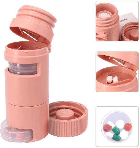 Healthcave Tablet Cutter 9 in 1|Cutter |Crusher |7 days Tablet Storage | ( Pink ) Easy to Carry Manual Pill cutter/Crusher/Storage