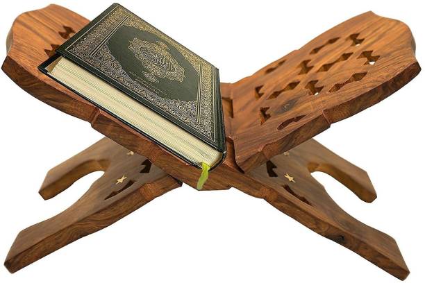 Naayaab Craft Sheesham Wooden Book Holder Folding Display Stand Rehal for Religious Holy Books Wooden Brown Rehal
