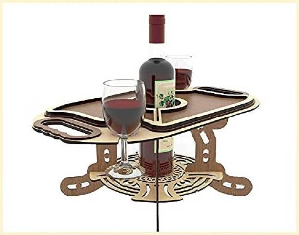 LAVNIK Wine Table Picnic Table Glass Holder Cheese Tray Wood Wine Table Snack Table Bamboo Cafeteria Table