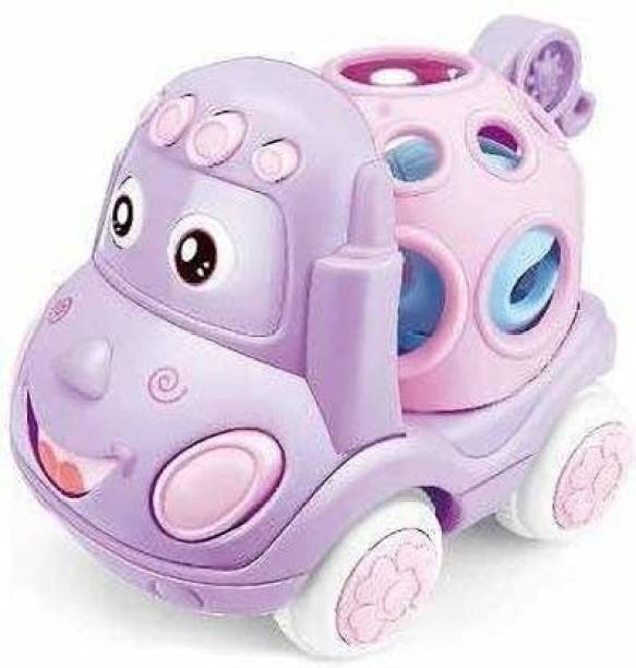 Sharva Enterprise Rattle Lovely teether Car Toys for Babies Friction Powered Kids Cartoon Vehicles Rattle