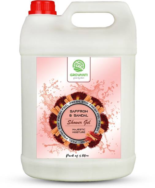 GROVANTI ORGANIC Saffron & Sandal Body Wash with Glycerine For Soft Skin,Refill Pack - 5 Liter