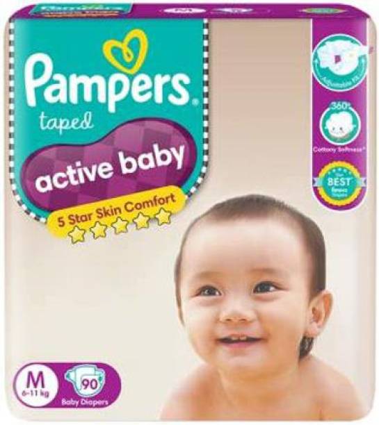 Pampers Active Baby Taped Diapers, Medium size diapers,...