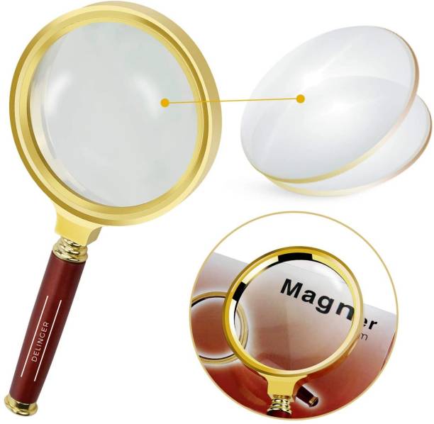 DELINGER 90mm Magnifying Lens Detachable H&le for Reading Book & jewellery Newspaper Magnifying Lens Detachable Handle Glass Magnifying Lens Detachable Handle Glass