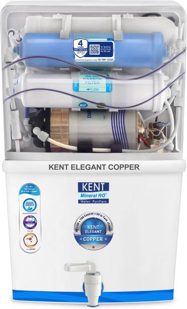 KENT Elegant Copper 8 L RO + UV + UF + TDS Control + UV in Tank + Copper Water Purifier