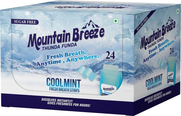Mountain breeze Suger Free Coolmint Fresh breath Strips (24 Strips each) Pack of 24x24=576 Coolmint Mouth Freshener