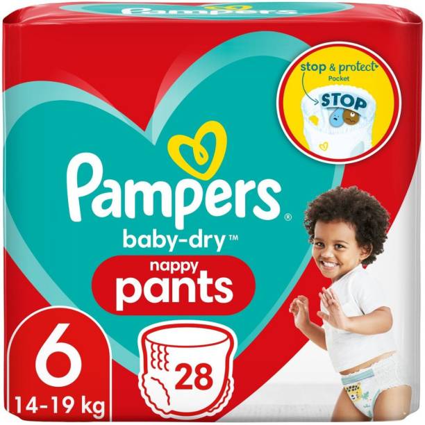 Pampers Diaper Pants, Size 6 (14-19 Kg), Keeps Skin Dry, Soft & Comfortable To Wear - M - L