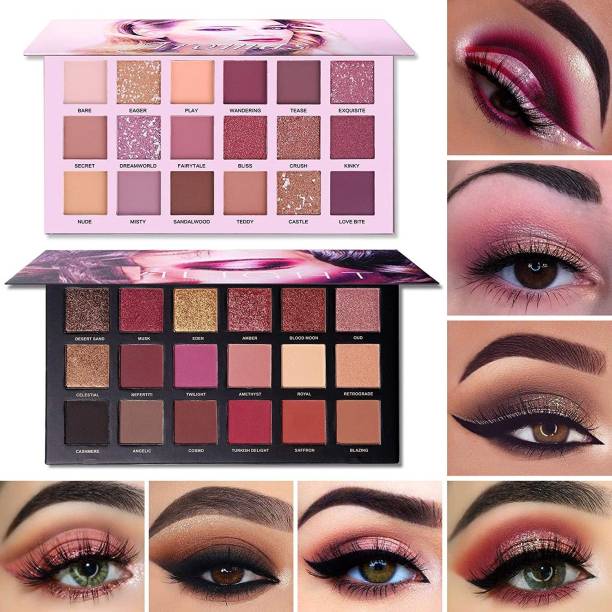 MY TYA 36 Color (18+18) Matte Shimmer Pigmented EyeShadow Palette Eye Shadow for Girls 36 g