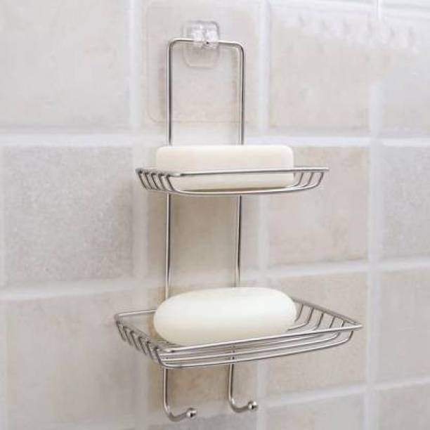 DK Creation Wall mount Double Layer soap stand For Kitchen stainless steel soap holder