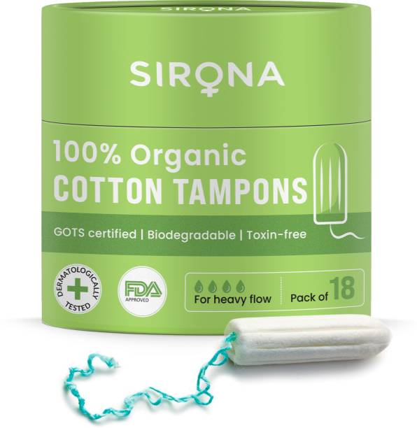 SIRONA Tampons Made With 100% Organic Cotton, Non-Applicator Tampons Tampons