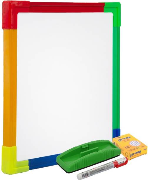Maruti Non Magnetic PLASTIC One Side White Board & back Side Green Board Surface with 1 Marker and 1 Duster 12 x 12 inch Whiteboards and Duster Combos