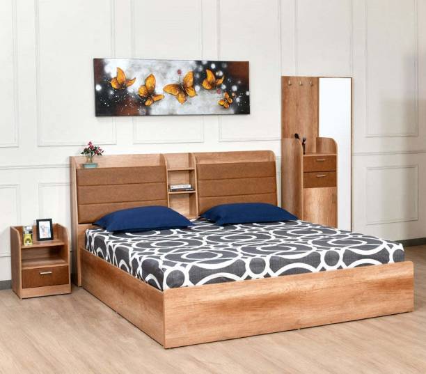 @Home by nilkamal Engineered Wood Bed + Side Table + Dressing Table