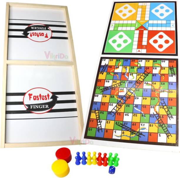 VikriDa 59 cms 3 in 1 String Hockey with Ludo and Snakes and Ladder, Fast Sling Educational Board Games Board Game