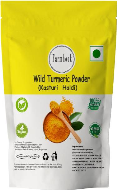 Farmhook Organic Wild Turmeric Powder Kasturi Manjal Amba Haldi For Face & Skin Whitening