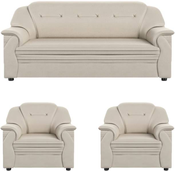 Sekar Lifestyle Polyurethane Series Leatherette 3 + 1 + 1 Beige Sofa Set