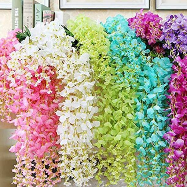 Saikara Collection Artificial Wisteria Vine Hanging Garland For Home Decor Multicolor Westeria Artificial Flower