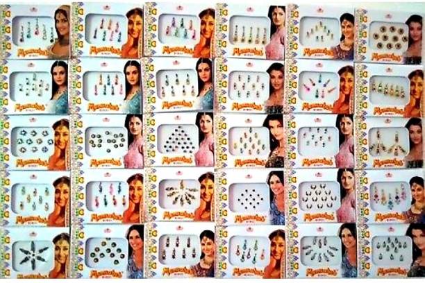 QUBIX Marriage bindi, party wear,all function bindi pack of 15 face Multicolor Bindis