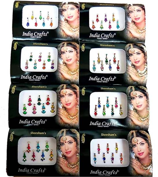 QUBIX Marriage bindi, party wear,all function bindi pack of 11 face Multicolor Bindis