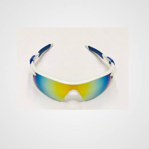 FREUITS Sports Goggles (White - Blue) for Cricket / Cycling / Running Cricket Goggles