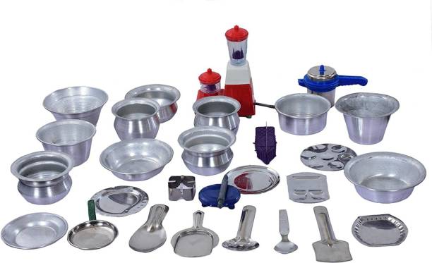 Tirtha Enterprises 27 Pieces Aluminium Utensils Kitchen Set/ Great Kitchen Toys for Kids