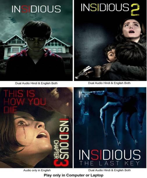 Insidious 1 , 2 , 3 & Insidious: The Last Key (4 Movies) dual audio Hindi & English (only Insidious 3 only in English) Play only in Computer or Laptop it's DURN DATA DVD it's not original without poster (HD Print)