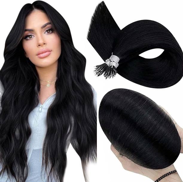 LHS -LUXURY HAIR STUDIO Human  (Remy) Nano Tip Straight Double Drawn 30" Black Color (50Strands) Hair Extension