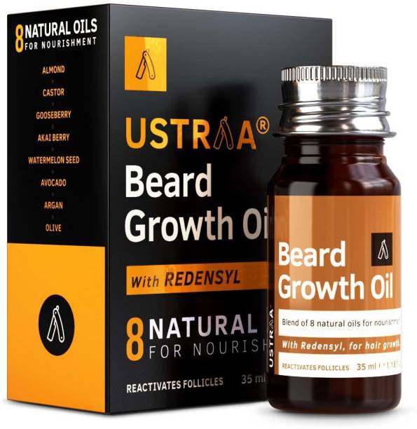 USTRAA Beard Growth Oil - 35ml - More Beard Growth, With Redensyl, 8 Natural Oils including Jojoba Oil, Vitamin E, Nourishment & Strengthening, No Harmful Chemicals Hair Oil