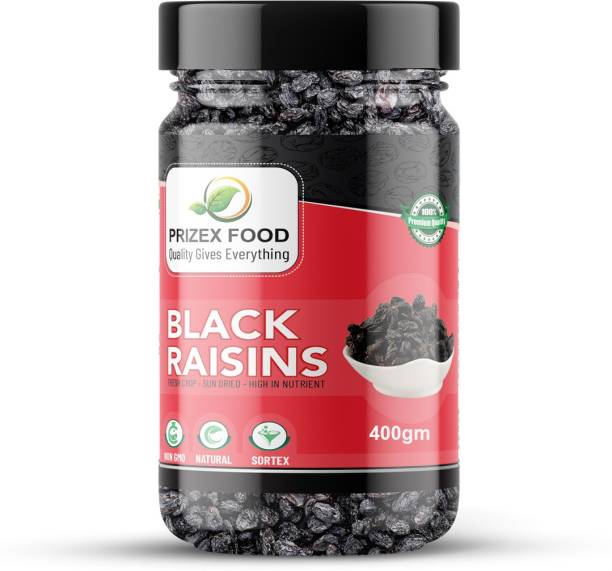 Prizex Black Raisins | Kali Kismis Dry Fruits | Kali Darakh 400 GM Raisins