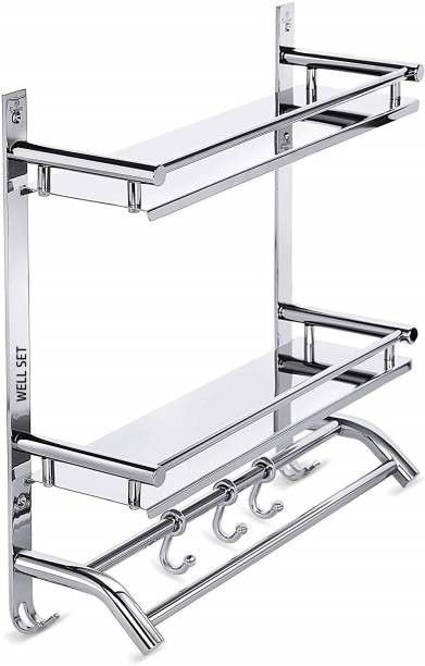 Well Set Multi-use Rack / Bathroom Shelf / Kitchen Shelf / Bathroom Stand / Bathroom Rod Stainless Steel Wall Shelf