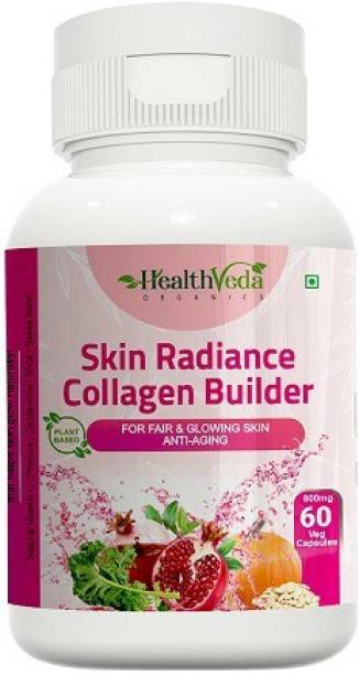Health Veda Organics Plant Based Skin Radiance Collagen Builder with Natural Vitamin C (60 Capsule)