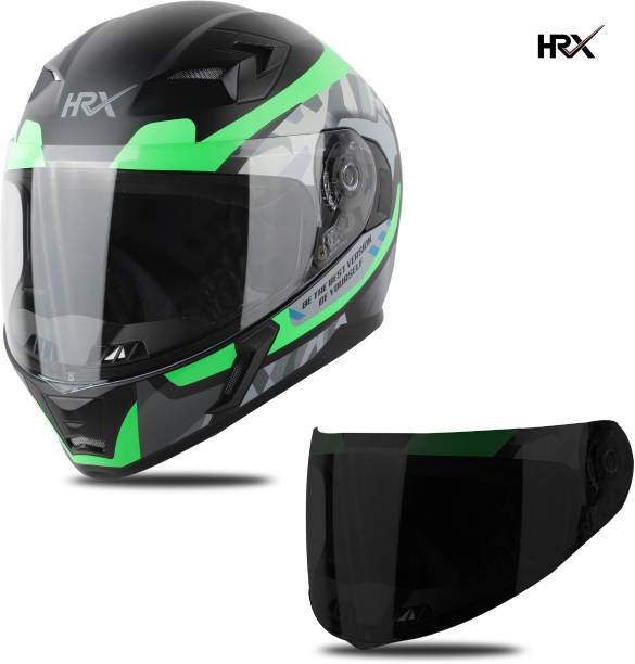 HRX XTRM+ Full Face Clear Visor + Smoke Visor Air ventilated ISI Marked Decal Motorbike Helmet
