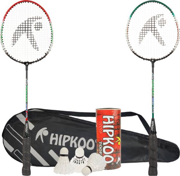 Hipkoo 007 Wide Body Rackets With Feather Shuttlecock (3 pcs) Free Bag Inside Badminton Kit