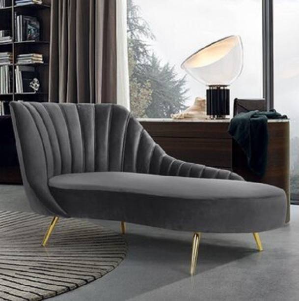 Smilemindia Lounge Sofas & Chairs PREMIUM LOOK GOLDEN LEG SG19 -COLOUR -GREY Fabric Lounger