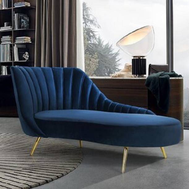 Smilemindia Lounge Sofas & Chairs PREMIUM LOOK GOLDEN LEG SG19 -COLOUR -BLUE Fabric Lounger