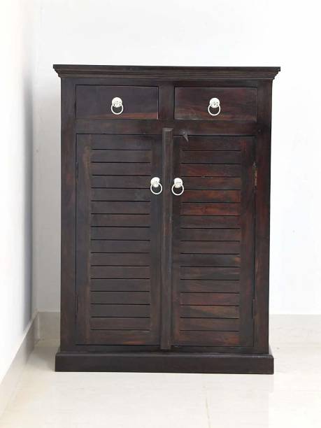 Friday Furniture Sheesham Wood ShoeRack/CabinetStorage For LivingRoom/Office/Home(2 Door&2Drawer) Solid Wood Shoe Rack