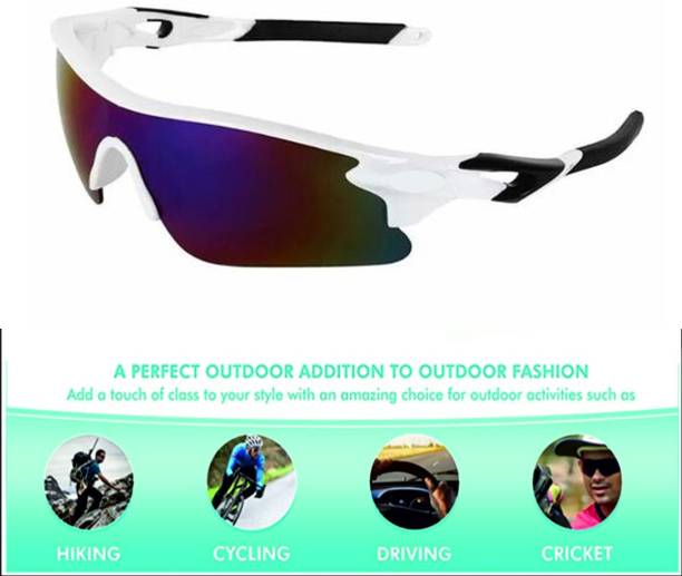Cereto White & Black Sports Googles Mirrored UV Protection For Boys / Cricket Sunglass Cricket Goggles