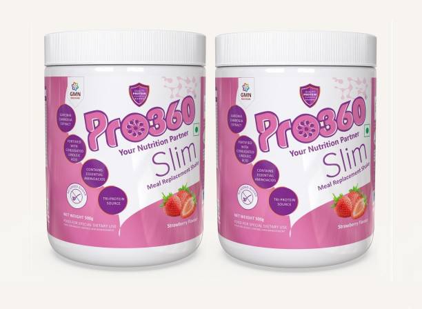 PRO360 Slim Weight Management Meal Replacement Protein Dietary Supplement For Men & Women – Strawberry Flavour Combo of 2