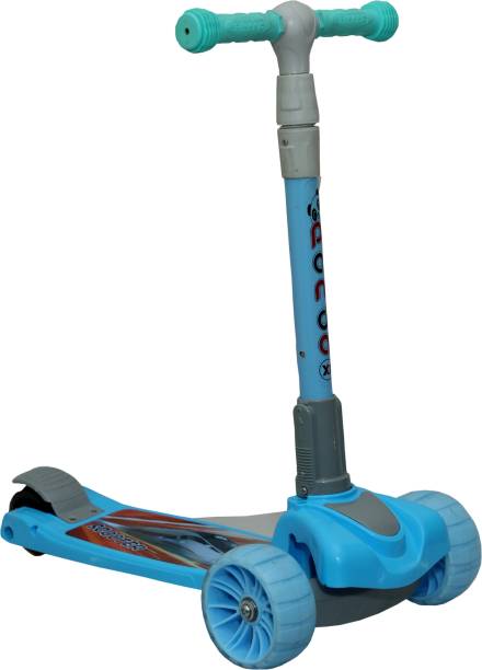 Goyal's Kids Scooter 5 Height Adjustable & Foldable Handle, Flashing LED Wheels (Blue)