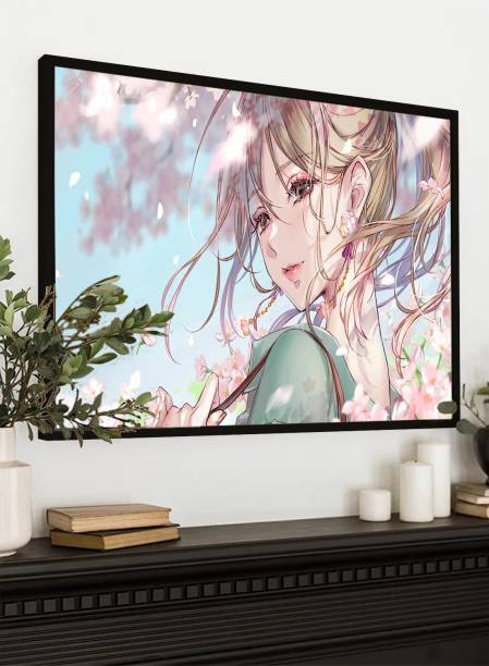 Black Floater Framed Canvas Anime Art Wall Print Poster 22x14 Inch - NW286 Canvas Art
