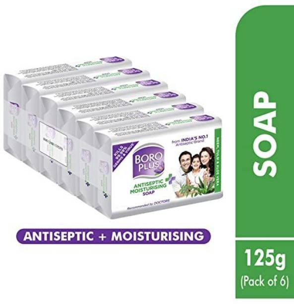 BOROPLUS Antiseptic + Moisturising Soap - Neem, Tulsi & Aloe Vera (6 x 125 g)